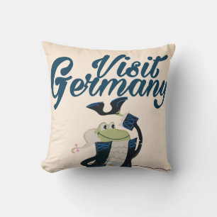 Vintager deutscher Reiseplakat-Cartoon Kissen
