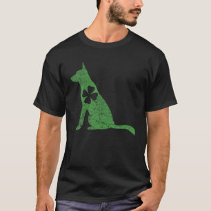Vintager Deutscher Schäferhund Dog Kleeblatt Herz T-Shirt