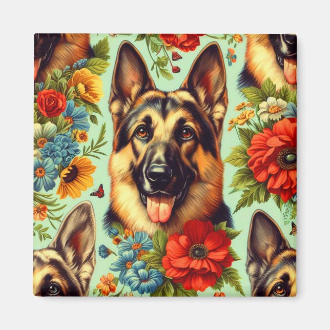 Vintager deutscher Schäferhund Magnet (Vorne)