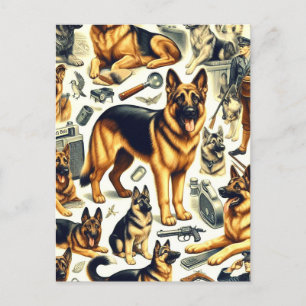 Vintager deutscher Schäferhund nahtlos Postkarte