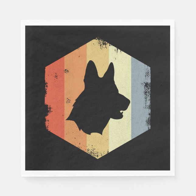 Vintager Deutscher Schäferhund Serviette (Vorderseite)