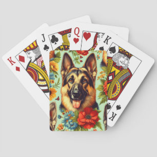 Vintager deutscher Schäferhund Spielkarten