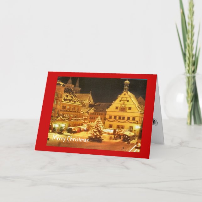 Vintager deutscher Weihnachtsmarkt Feiertagskarte (Vorderseite)