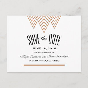 Vintager Diamantschwarz und Kupfer Save the Date