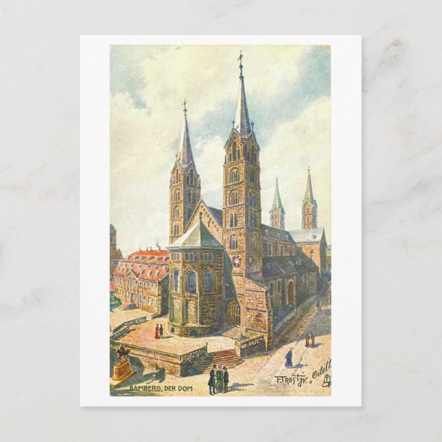 Vintager Dom/Kathedrale in Bamberg, Deutschland Postkarte (Vorderseite)