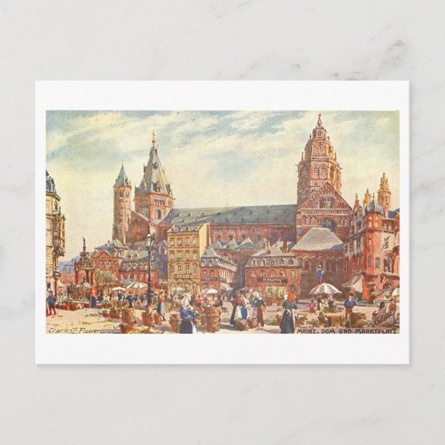 Vintager Dom/Kathedrale Mainz Deutschland Postkarte (Vorderseite)