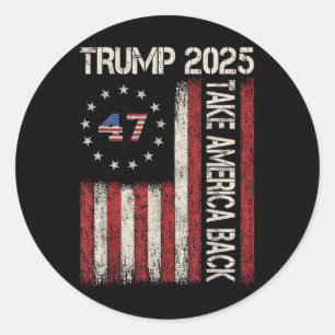 Vintager Donald Trump nimmt Amerika zurück 2025 Am Runder Aufkleber