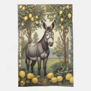 Vintager Donkey unter den Zitronenbäumen Geschirrtuch