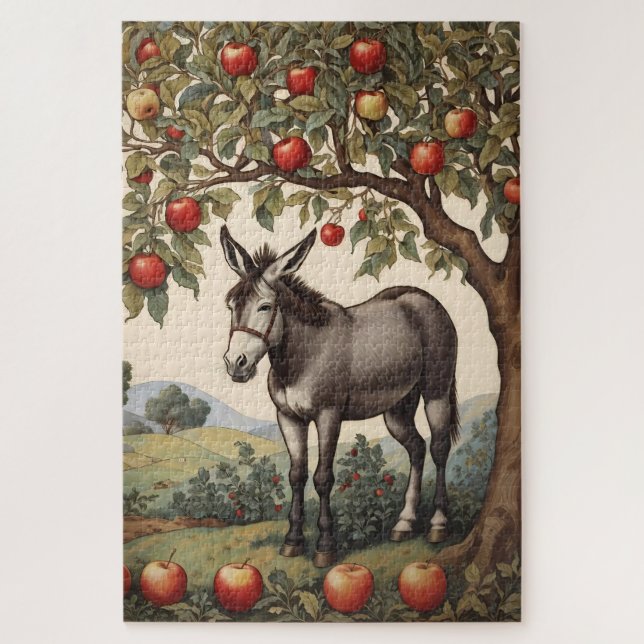 Vintager Donkey unter einem Apfelbaum (Vertikal)