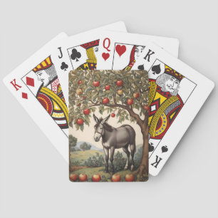 Vintager Donkey unter einem Apfelbaum Spielkarten