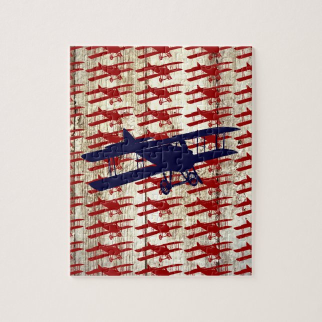 Vintager Doppeldecker auf Scheunen-hölzernen (Vertikal)