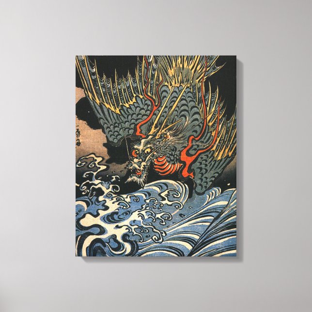 Vintager Drache auf See Leinwanddruck (Vorderseite)