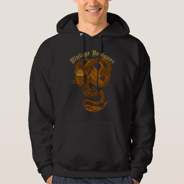 Vintager Drache-Designergraphik Hoodie (Vorderseite)