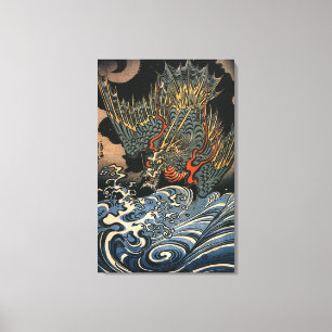 Vintager Drache in Meer Leinwanddruck
