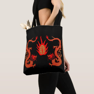 Vintager Drachenurlaub Rot und Schwarz Tasche