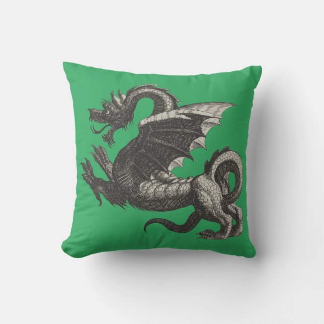 Vintager Drachenwirbel Kissen (Vorderseite)