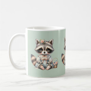 Vintager Dressierter Cottailcore Raccoon Pasta Kaffeetasse