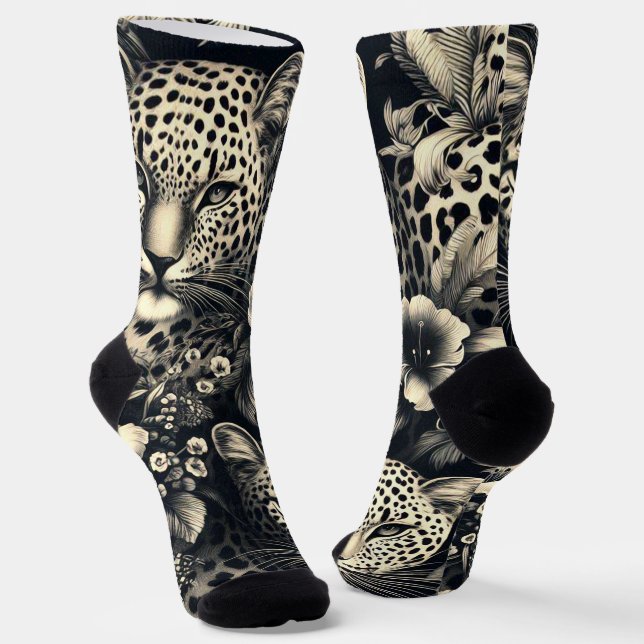 Vintager Dschungel Jaguar Socken (Gewinkelt)