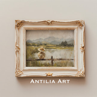 Vintager Duckling-Maler Rustikaler Landuckteich Poster