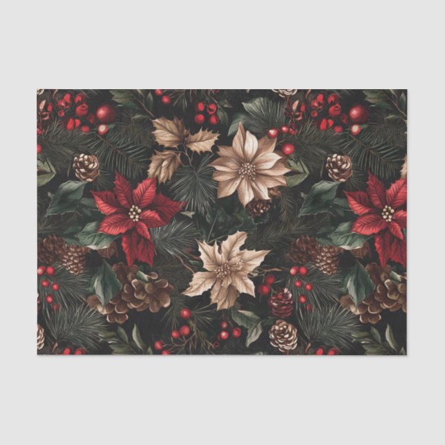 Vintager dunkler und launischer Weihnachtsfeiertag Seidenpapier (Vorderseite)