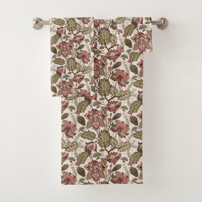 Vintager Duschvorhang mit rustikaler Blume Badhandtuch Set (Insitu)