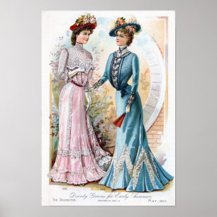 Vintager Edwardian Frühsommer kleidet Plakat