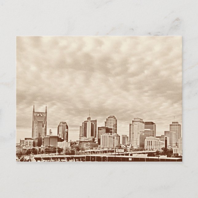 Vintager Effekt von Nashville Skyline - Postcard Postkarte (Vorderseite)