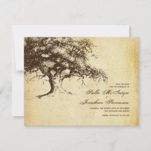 Vintager Eichenbaum Save the Date Hochzeit