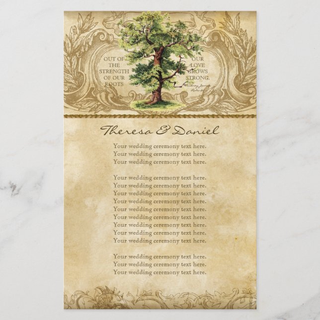 Vintager Eichenbaum Swirl Etchings (Vorderseite)