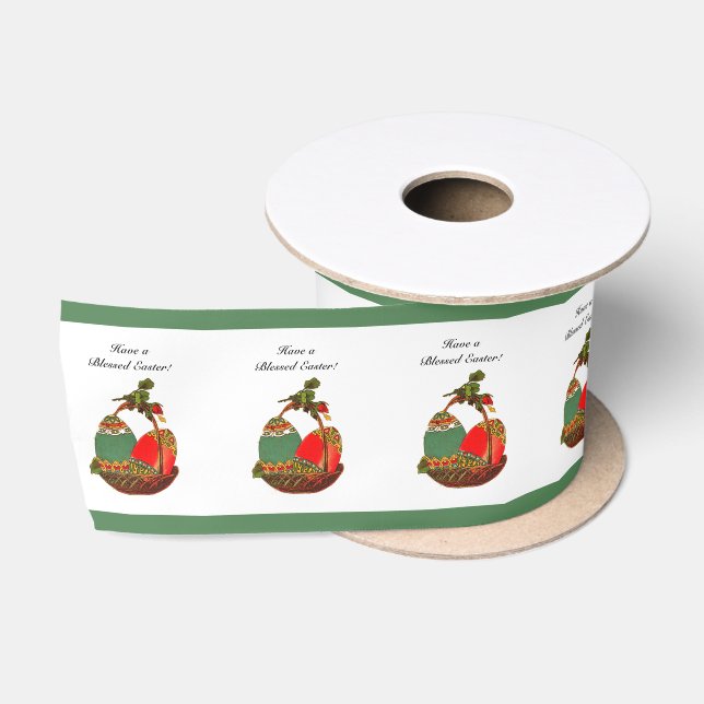 Vintager Eierkörbchen Ostern Malerei Satinband (Spule)