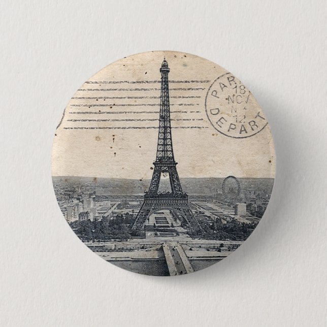 Vintager Eiffel-Turm Button (Vorderseite)