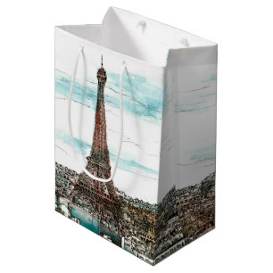 Vintager Eiffel Turm der Bestimmungsort-  in Mittlere Geschenktüte
