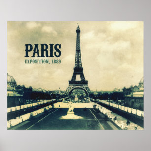Vintager Eiffel-Turm, Paris, 1889 Poster