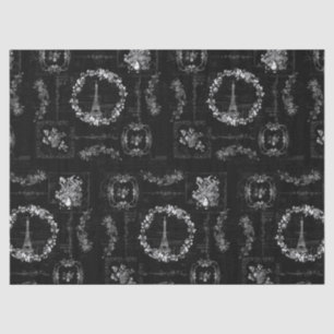 Vintager Eiffelturm Black Ephemera Decoupage Seidenpapier