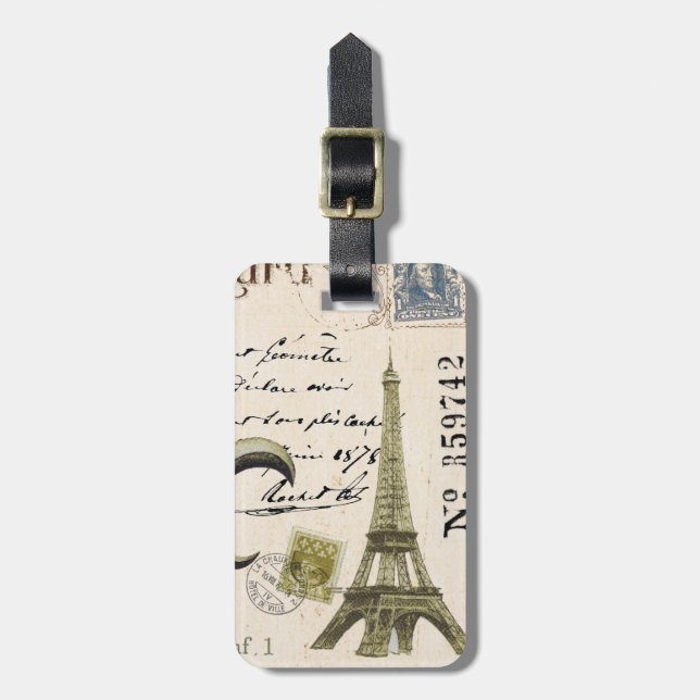 Vintager Eiffelturm - Gepäckmarke Gepäckanhänger (Vorderseite vertikal)