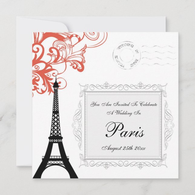 Vintager Eiffelturm in Paris Einladung (Vorderseite)