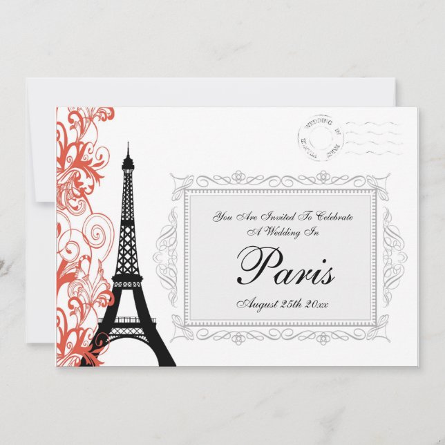 Vintager Eiffelturm in Paris Einladung (Vorderseite)