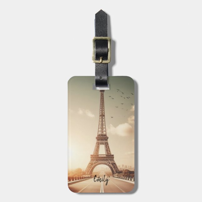 Vintager Eiffelturm, Paris Gepäckanhänger (Vorderseite vertikal)