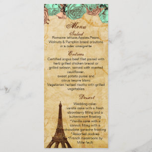 Vintager Eiffelturm Paris Hochzeitskarte Menükarte
