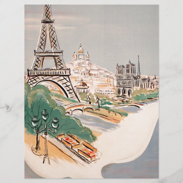 Vintager Eiffelturm Paris Luftreisewerbung (Vorderseite)