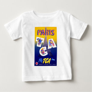 Vintager Eiffelturm Paris Luftreisewerbung Baby T-shirt