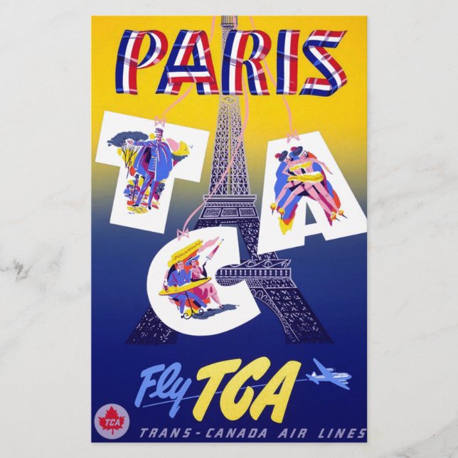 Vintager Eiffelturm Paris Luftreisewerbung Briefpapier (Vorderseite)
