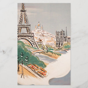 Vintager Eiffelturm Paris Luftreisewerbung Briefpapier