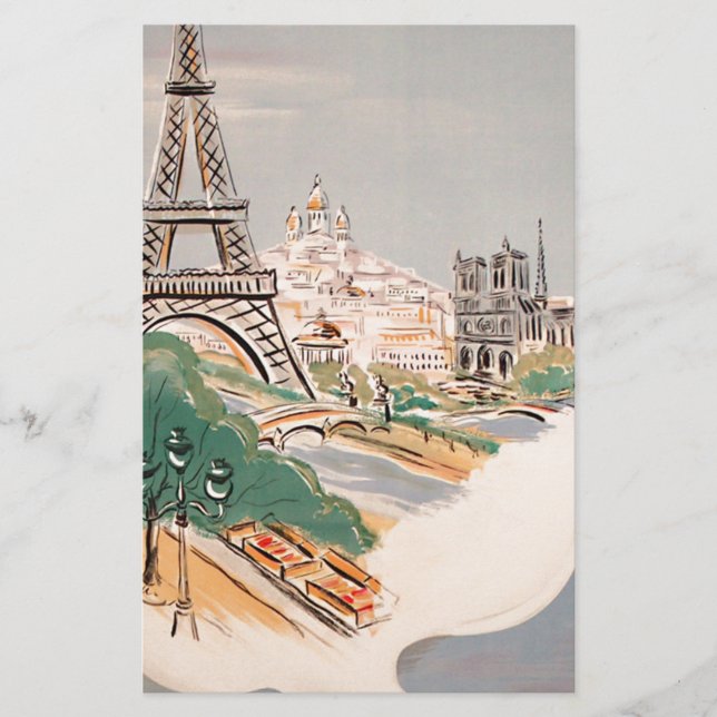 Vintager Eiffelturm Paris Luftreisewerbung Briefpapier (Vorderseite)