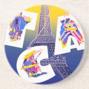 Vintager Eiffelturm Paris Luftreisewerbung Getränkeuntersetzer