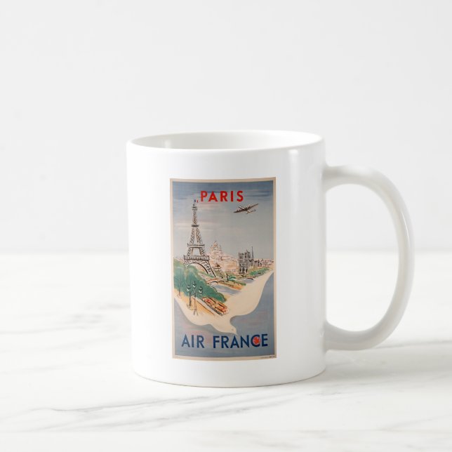 Vintager Eiffelturm Paris Luftreisewerbung Kaffeetasse (Rechts)