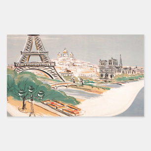 Vintager Eiffelturm Paris Luftreisewerbung Rechteckiger Aufkleber