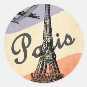 Vintager Eiffelturm Paris Luftreisewerbung Runder Aufkleber