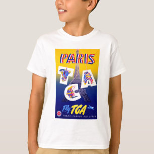Vintager Eiffelturm Paris Luftreisewerbung T-Shirt
