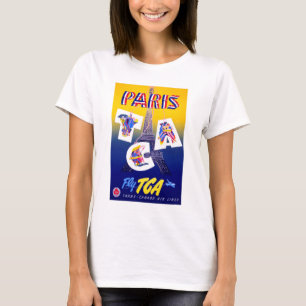 Vintager Eiffelturm Paris Luftreisewerbung T-Shirt